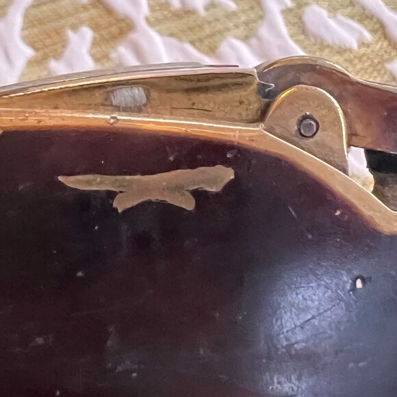 Vintage Colibri Lighter Intricate Gold & Brown Design Cigarette Case/Money Clip - Picture 4 of 13